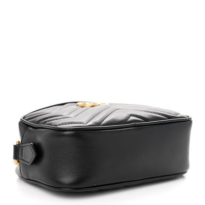 Gucci Calfskin Matelasse Mini GG Marmont Chain Shoulder Bag Black 4 of 10