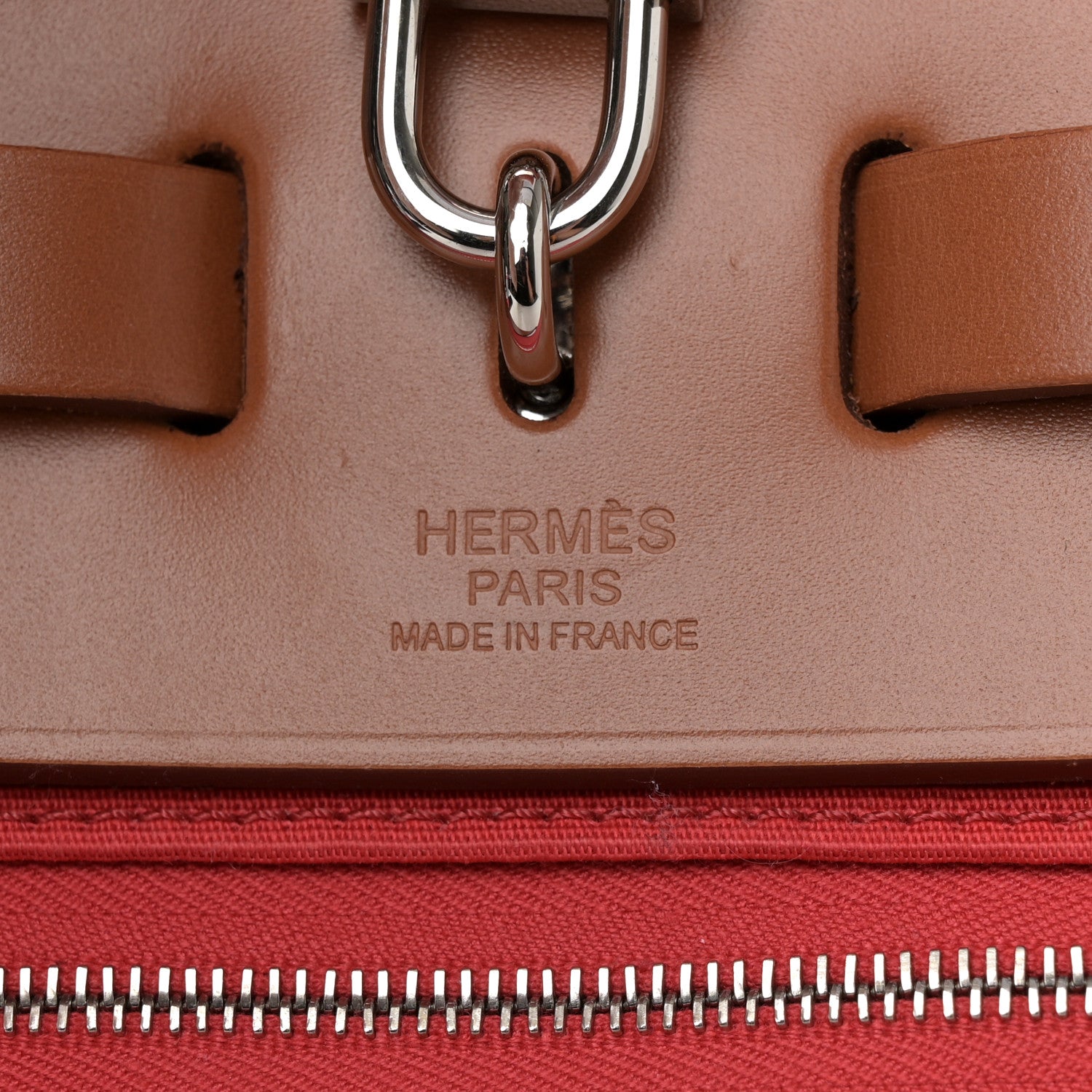 Hermes Vache Hunter Toile Herbag Zip 31 PM Rouge Tomate Natural 7 of 11