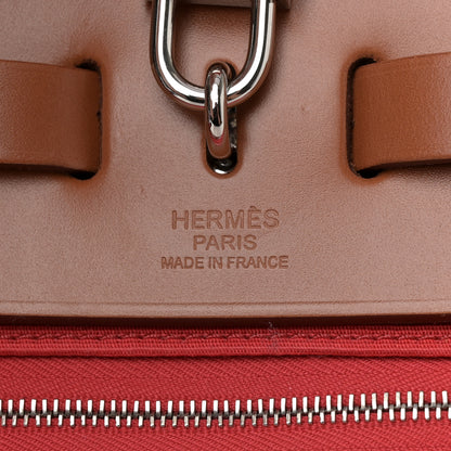 Hermes Vache Hunter Toile Herbag Zip 31 PM Rouge Tomate Natural 7 of 11