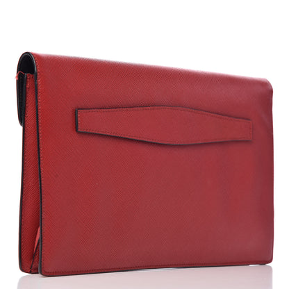 Prada Saffiano Lux Sound Clutch Fuoco 3 of 9