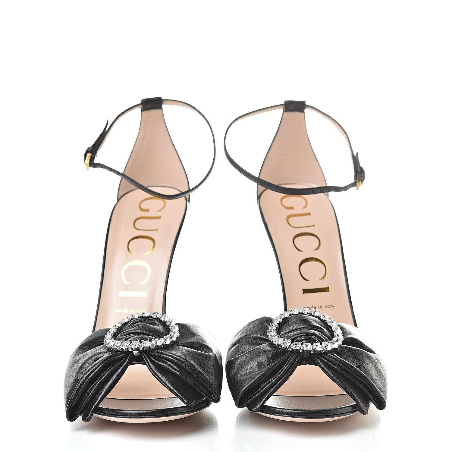 Gucci Nappa Ilse Pleated Bow Sandals 42 Black 2 of 9