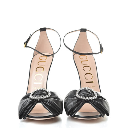 Gucci Nappa Ilse Pleated Bow Sandals 42 Black 2 of 9