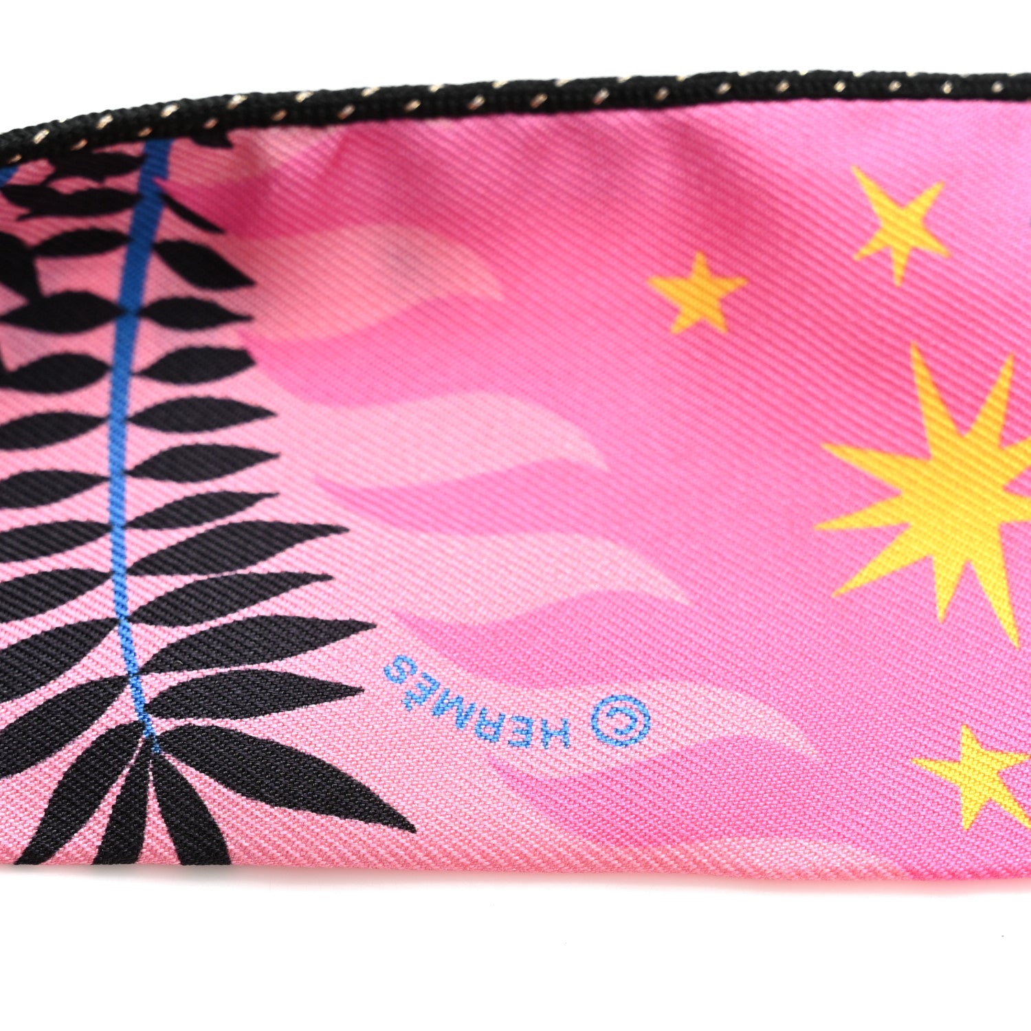 Hermes Silk Sous Le Charme D Orphee Baguette Twilly Rose Bleu Black 4 of 4