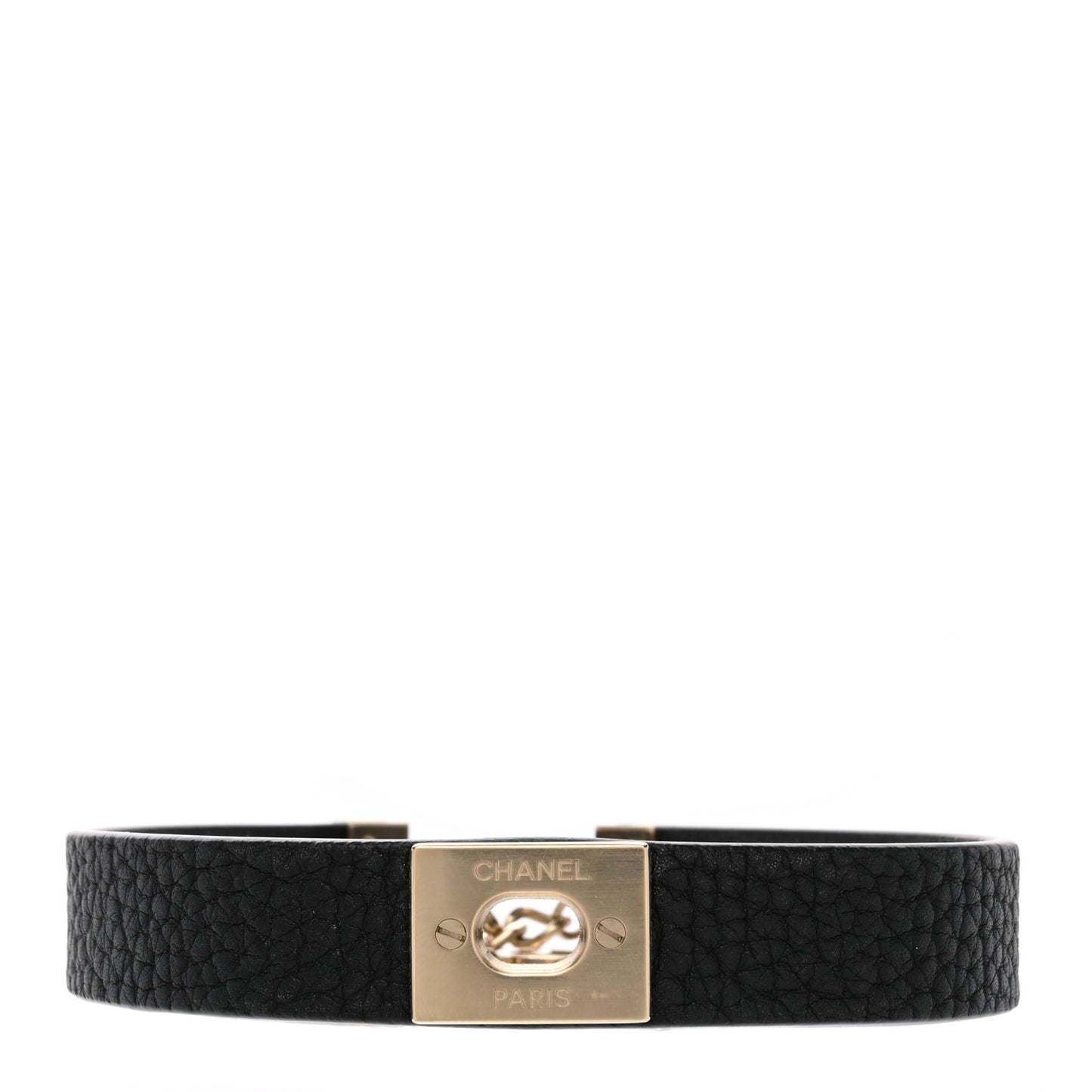 Lambskin CC Choker Necklace Black