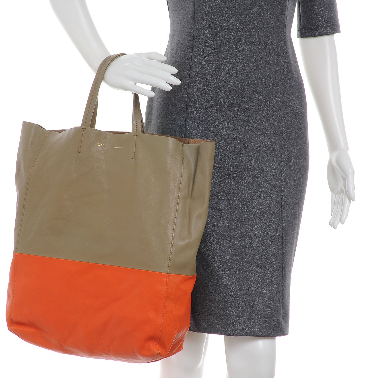 Celine Lambskin Bi-Cabas Fluo Peach 2 of 9