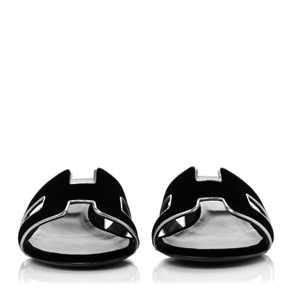 Hermes Velvet Nappa Oasis Sandals 37.5 Argent Vieilli 2 of 10