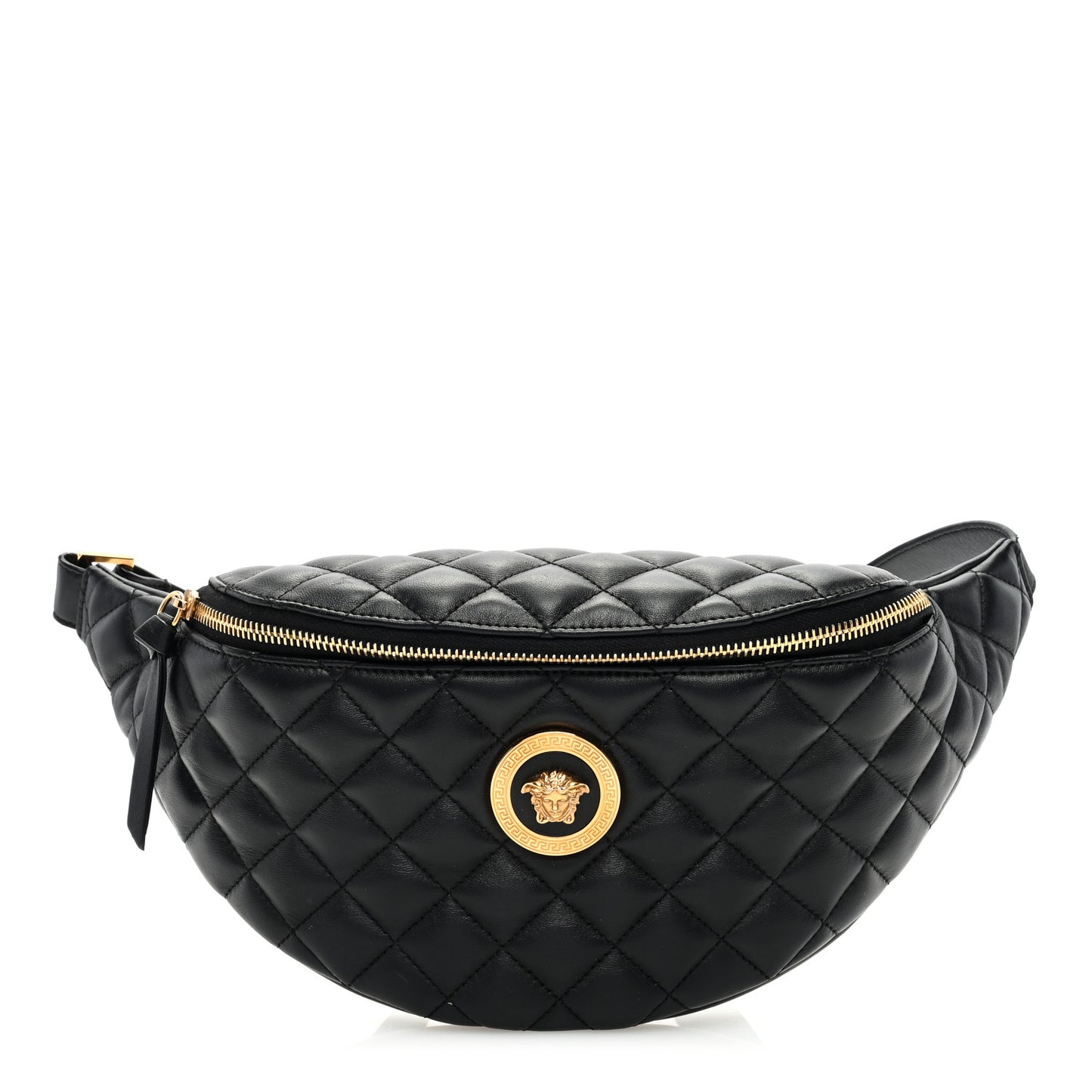 Nappa Quilted Medusa Belt Bag Black