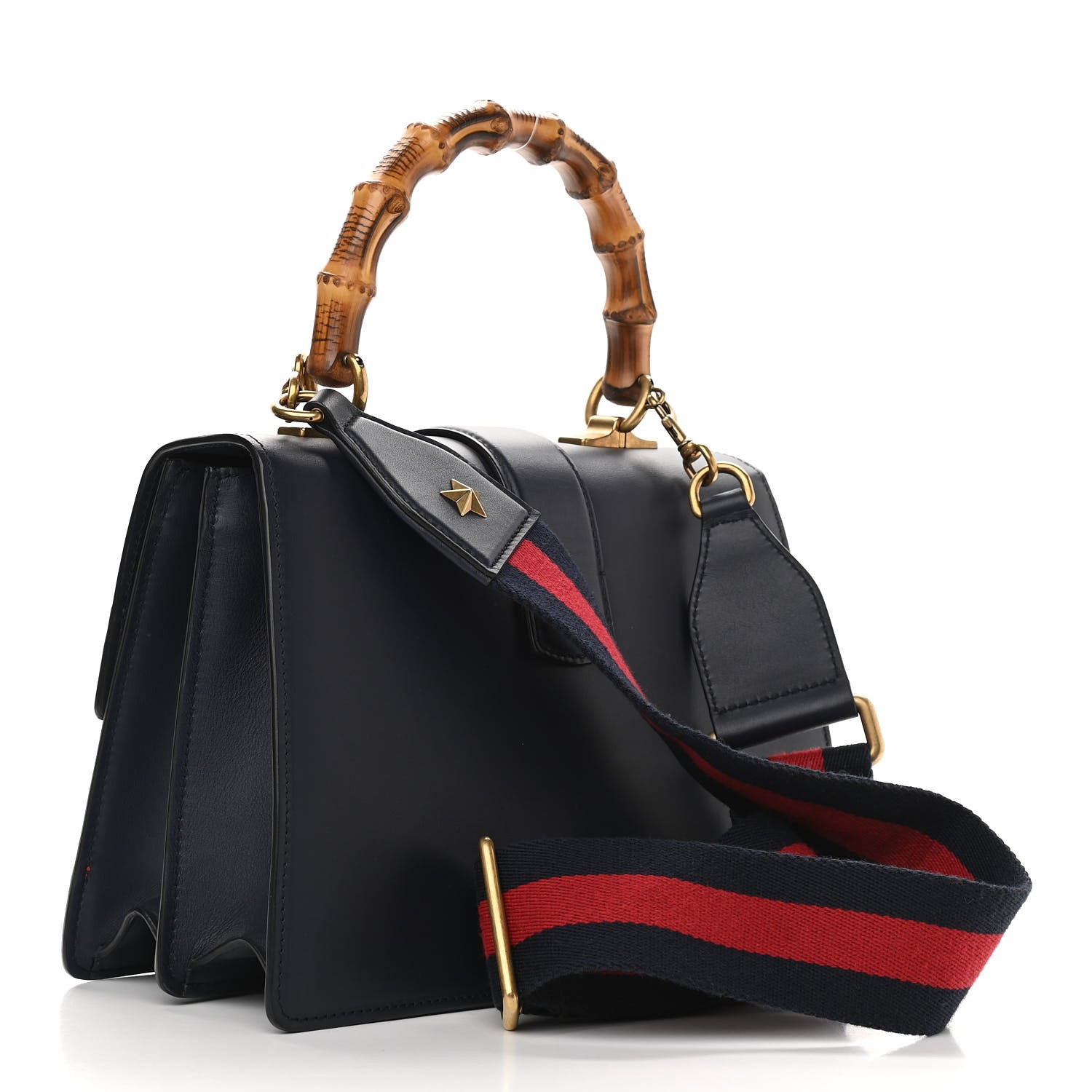 Gucci Moon Calfskin Bamboo Web Medium Dionysus Top Handle Bag Blue Emerald Hibiscus Red 2 of 10