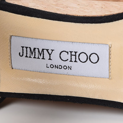 Jimmy Choo Suede Studded Cork Nelly 120 Wedges 37.5 Black 9 of 11