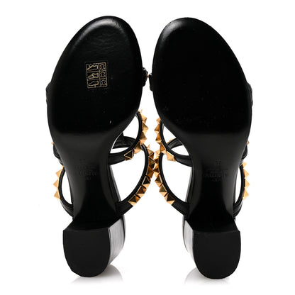 Valentino Garavani Calfskin Rockstud 60mm Caged Slide Sandals 38 Black 11 of 24