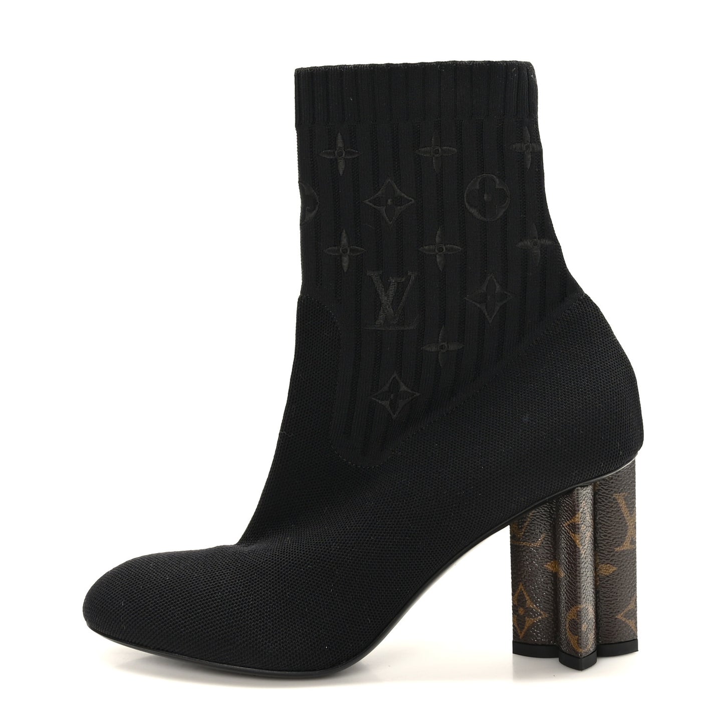 Monogram Stretch Fabric Silhouette Ankle Boots 39 Black