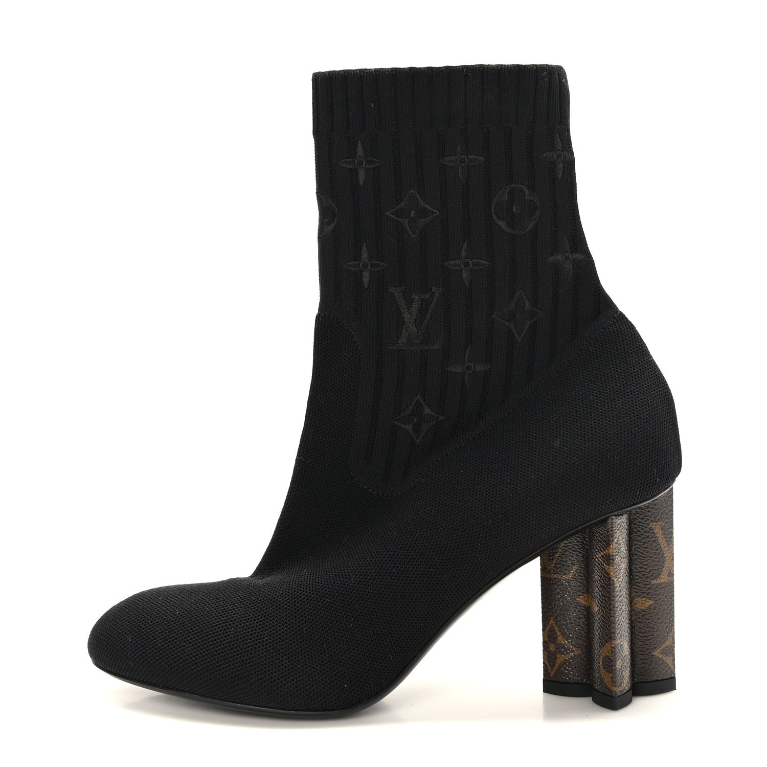 Louis Vuitton Monogram Stretch Fabric Silhouette Ankle Boots 39 Black 1 of 8