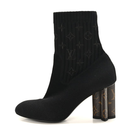 Louis Vuitton Monogram Stretch Fabric Silhouette Ankle Boots 39 Black 1 of 8