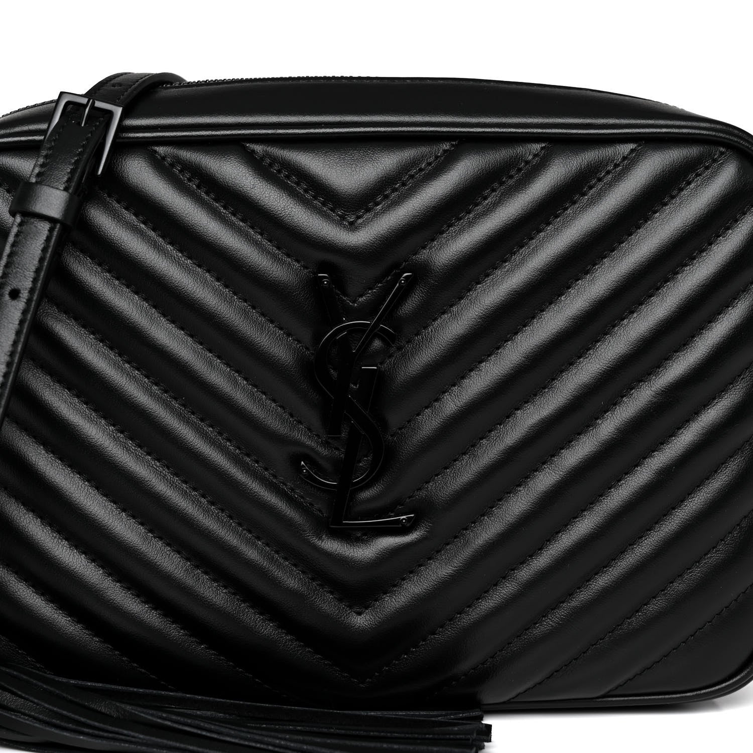 Saint Laurent Calfskin Matelasse Monogram Monochrome Lou Camera Bag Black 7 of 9