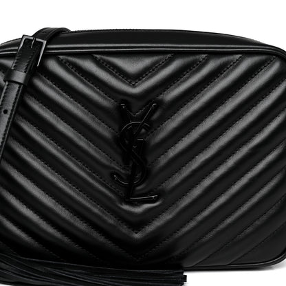 Saint Laurent Calfskin Matelasse Monogram Monochrome Lou Camera Bag Black 7 of 9