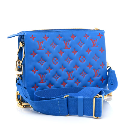 Louis Vuitton Lambskin Embossed Monogram Vuittamins Coussin PM Blue Red 3 of 12