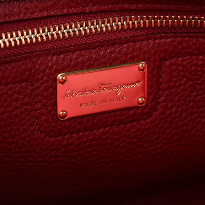 Salvatore Ferragamo Hammered Calfskin Double Handle Small Amy Tote Red 6 of 9