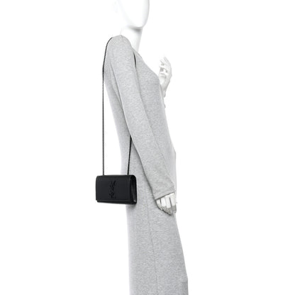 Saint Laurent Grain De Poudre Small Monogram Monochrome Kate Satchel Black 2 of 9