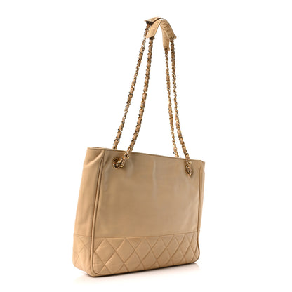 Chanel Lambskin Quilted Shopping Tote Beige 3 of 11