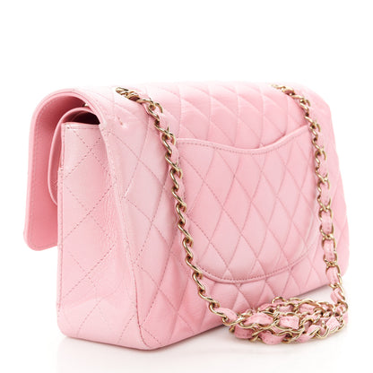 Chanel Pearly Lambskin Ombre Quilted Medium Double Flap Pink 3 of 11