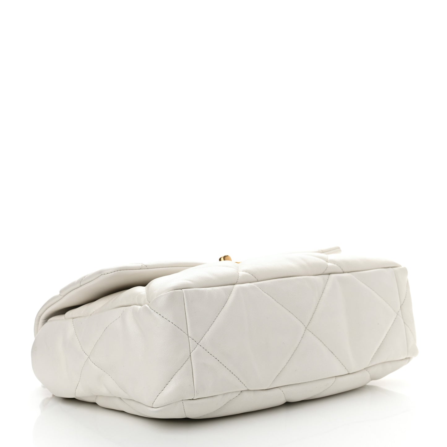 Goatskin Quilted Large Chanel 19 Flap White