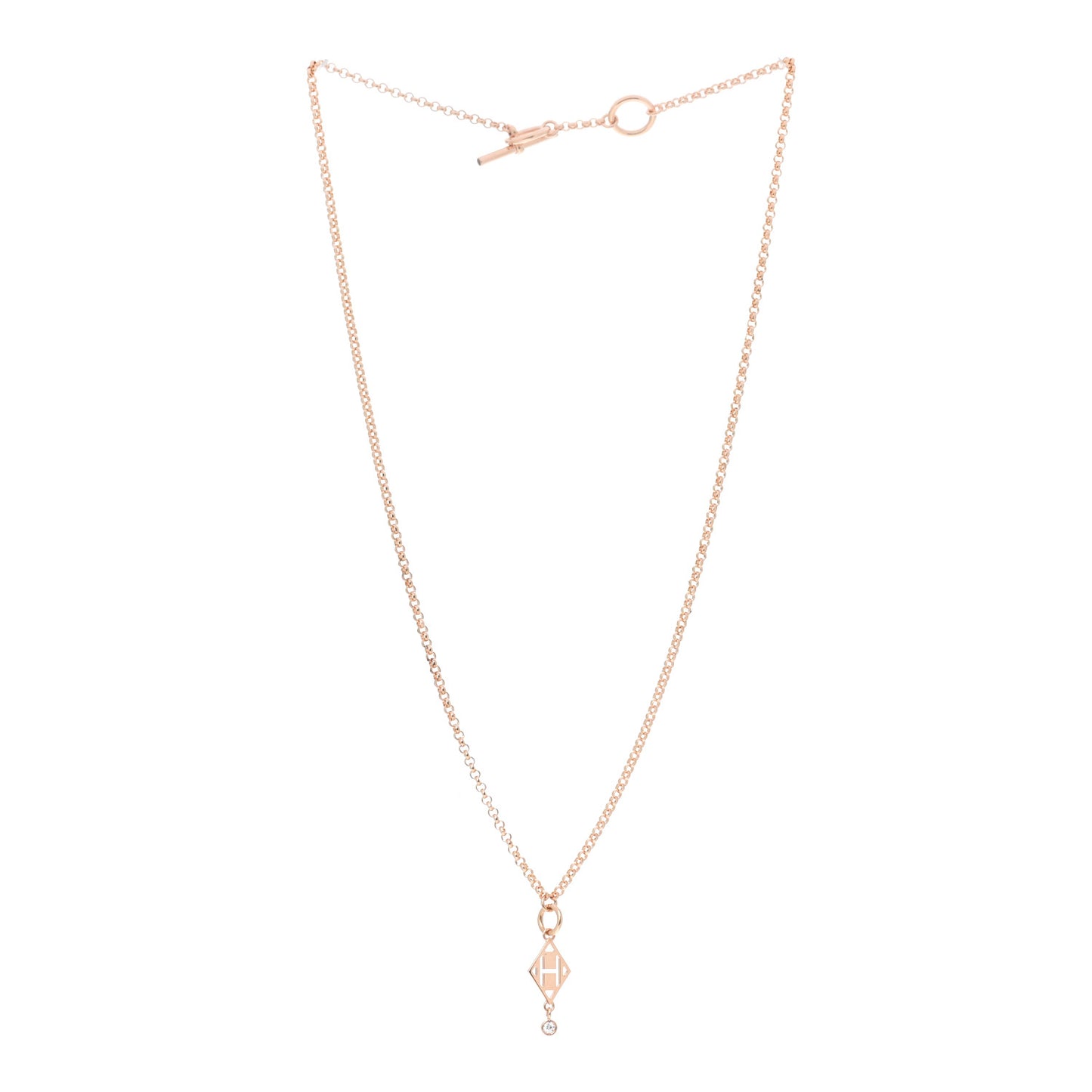 18K Rose Gold Diamond Gambade Pendant Necklace