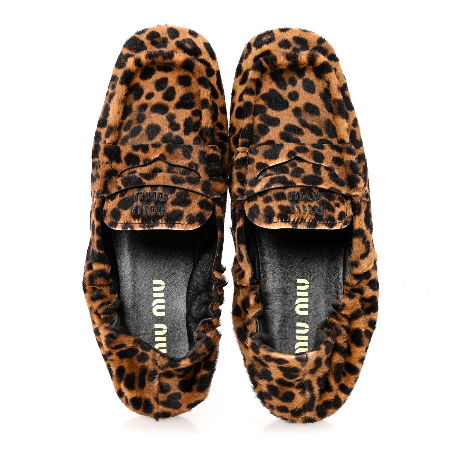 Miu Miu Ruches Animal Print Calf Hair Loafers 38 Honey 2 of 9