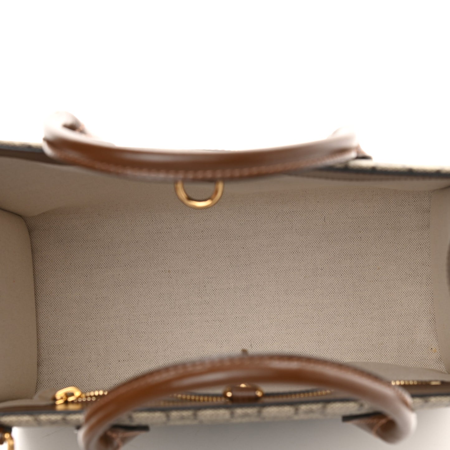GG Supreme Monogram Azalea Calfskin Small Retro Interlocking G Tote Bag Beige Ebony Brown Sugar