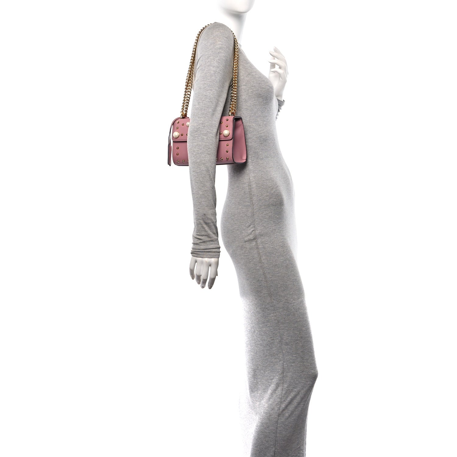 Gucci Calfskin Studded Small Padlock Shoulder Bag Carmine Rose 2 of 13