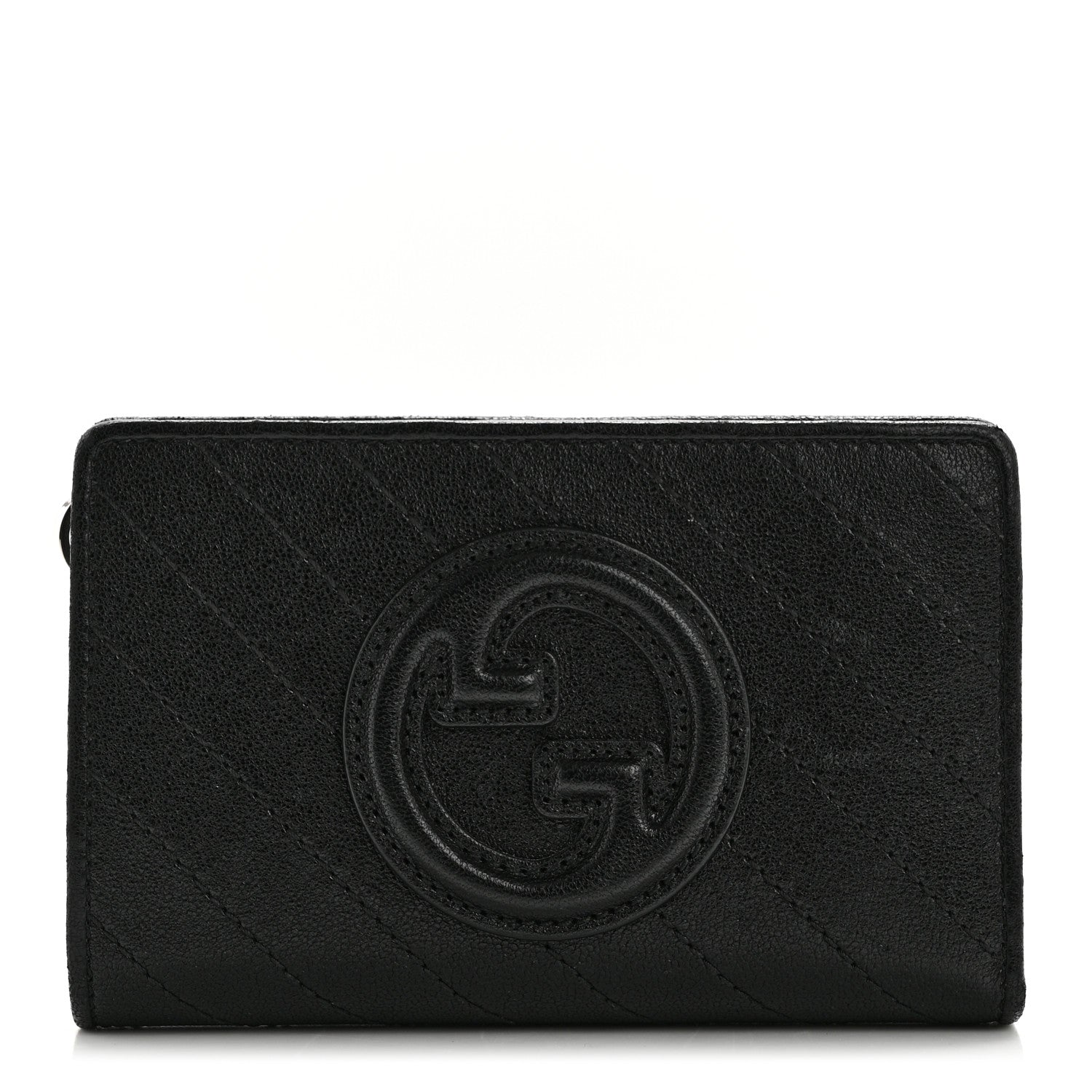 Gucci Sakai Be Green Calfskin Diagonal Stitched Blondie Travel Wallet Black 1 of 12