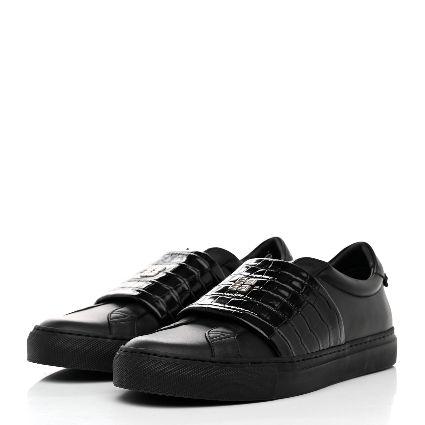Calfskin Crocodile Embossed Mens Urban Street Sneakers 41 Black