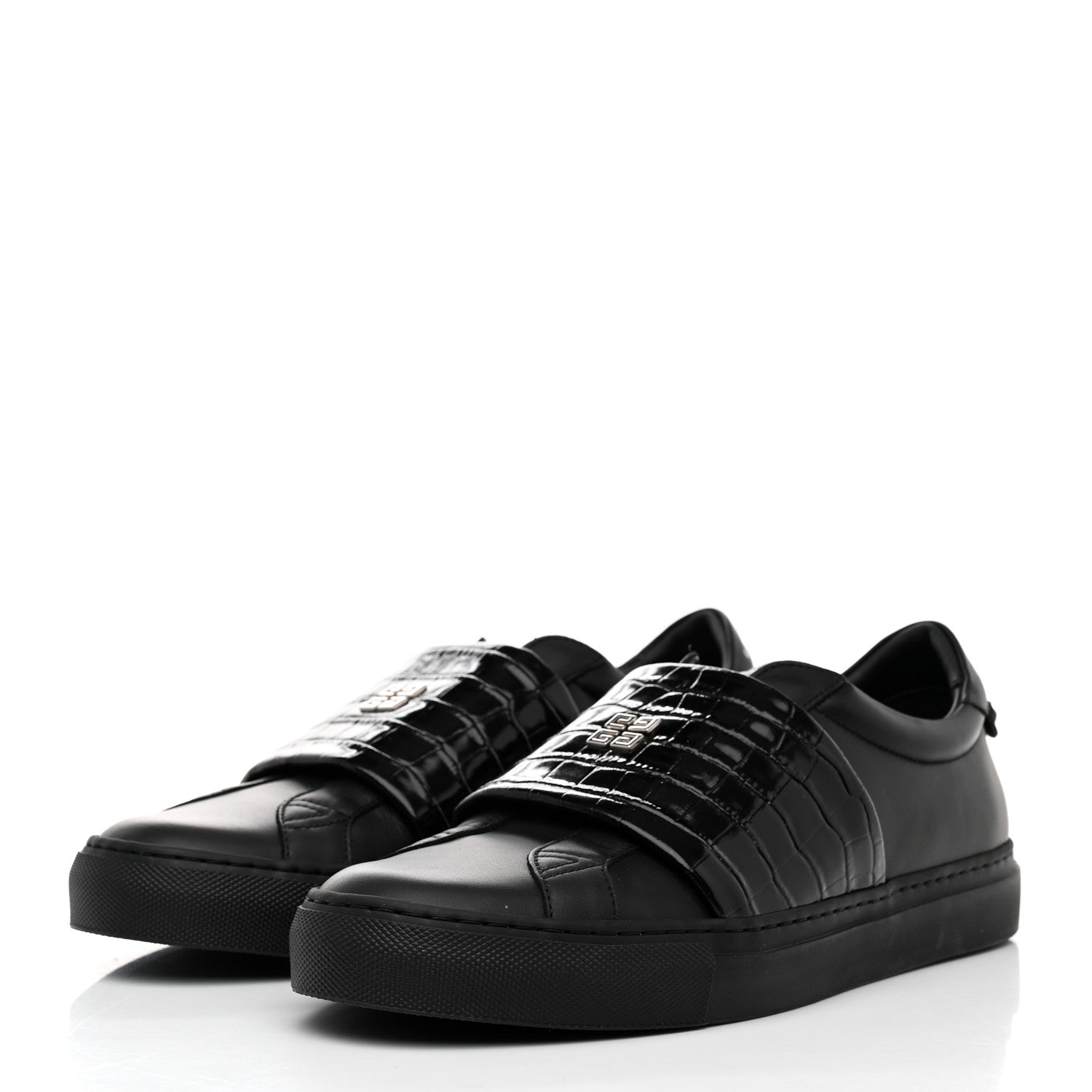 Givenchy Calfskin Crocodile Embossed Mens Urban Street Sneakers 41 Black 3 of 10