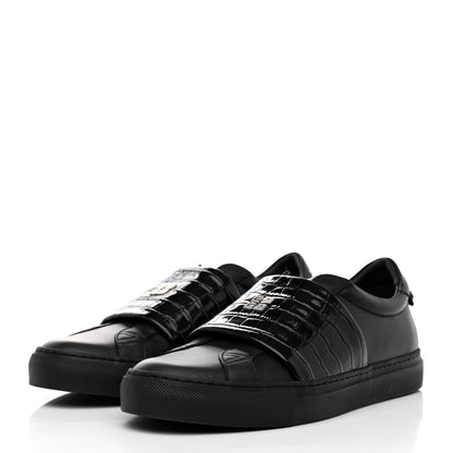 Givenchy Calfskin Crocodile Embossed Mens Urban Street Sneakers 41 Black 3 of 10