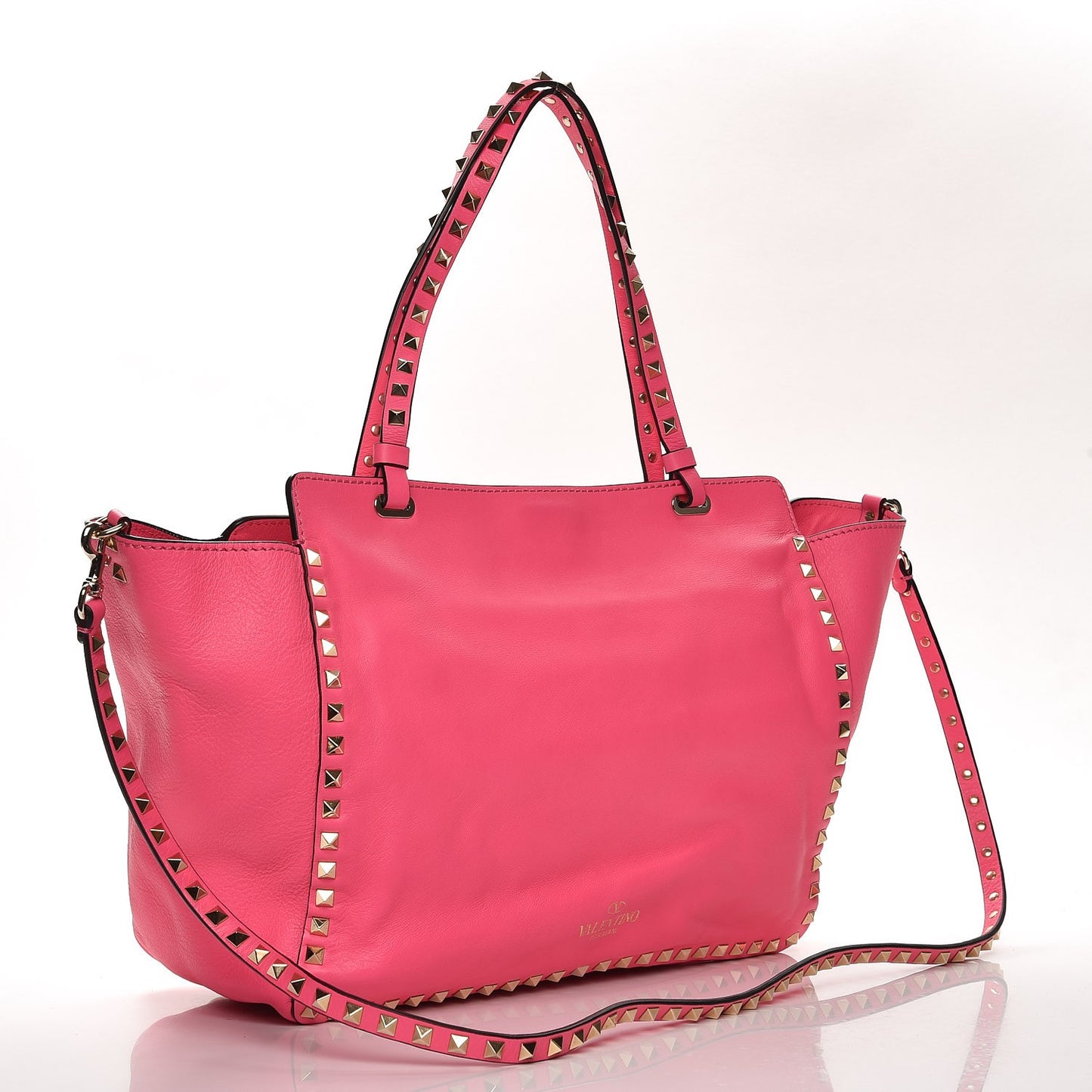 Vitello Medium Rockstud Tote Fuxia Fluo