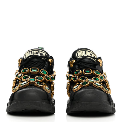 Gucci X SEGA Mesh Suede Calfskin Removable Crystals Womens Flashtrek Sneakers 38 Black Silver 2 of 11