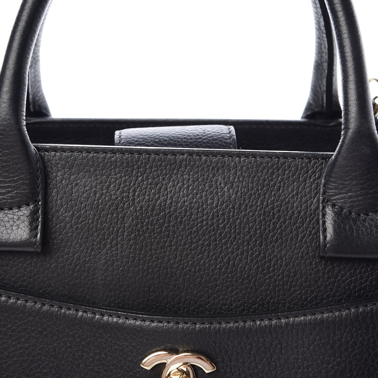 Grained Calfskin Small Neo Executive Shopper Tote Black