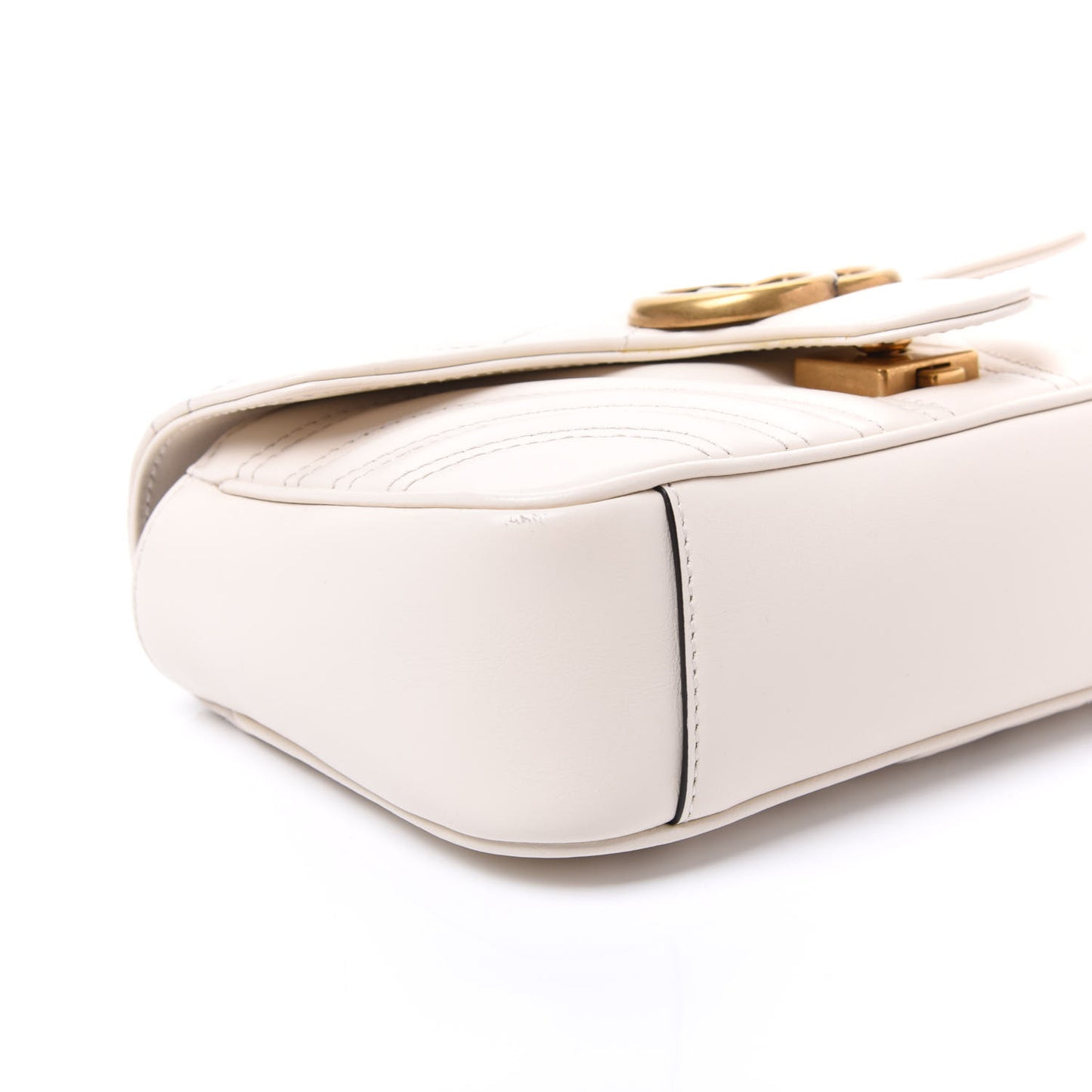 Calfskin Matelasse Mini GG Marmont Shoulder Bag White