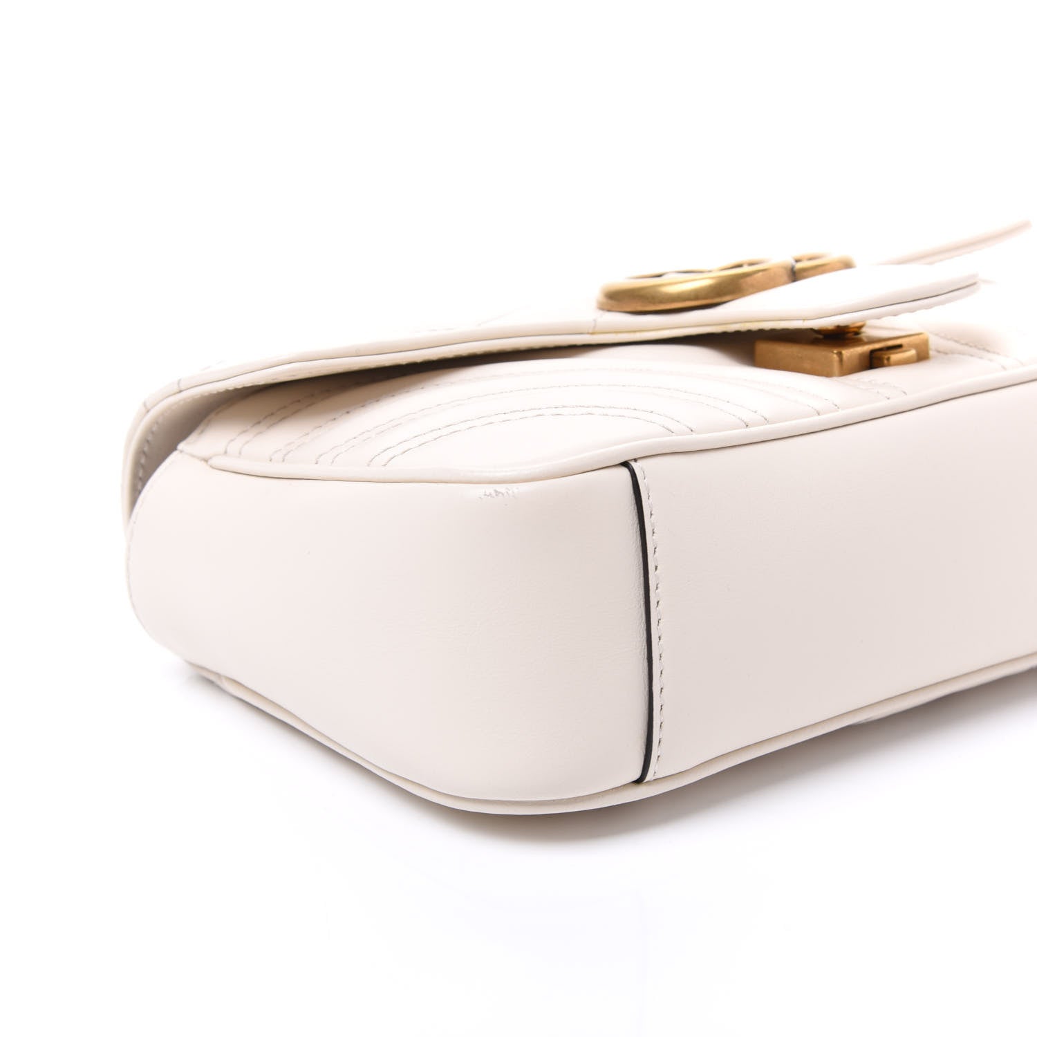 Gucci Calfskin Matelasse Mini GG Marmont Shoulder Bag White 5 of 10
