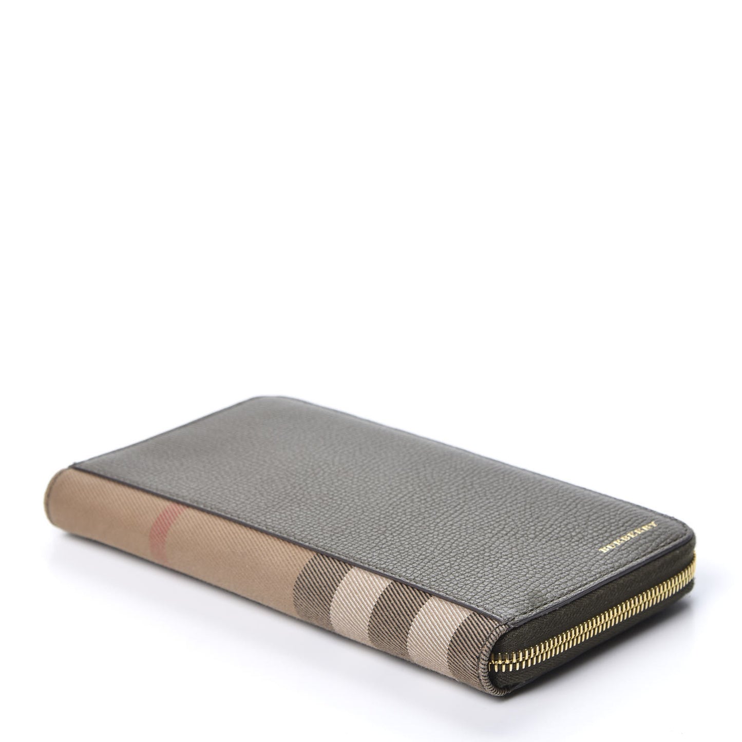 House Check Calfskin Renfrew Long Zip Around Wallet Green