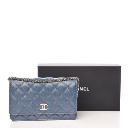 Chanel Iridescent Caviar Quilted Wallet on Chain WOC Dark Blue 12 of 12
