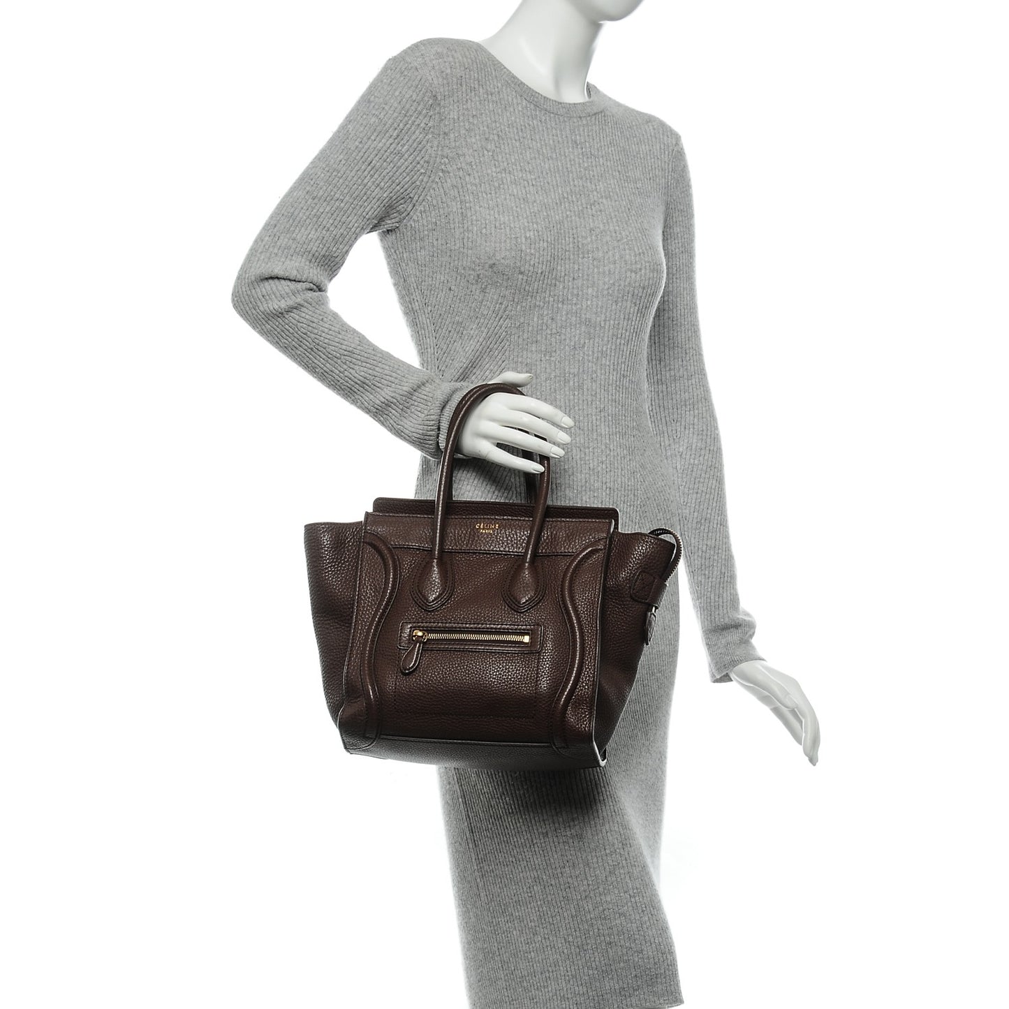 Pebbled Calfskin Micro Luggage Chocolate