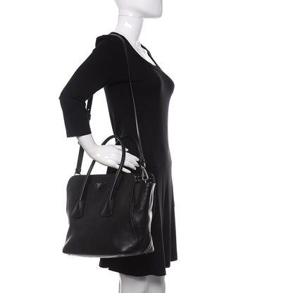Prada Soft Calfskin Studded East West Tote Black 2 of 12