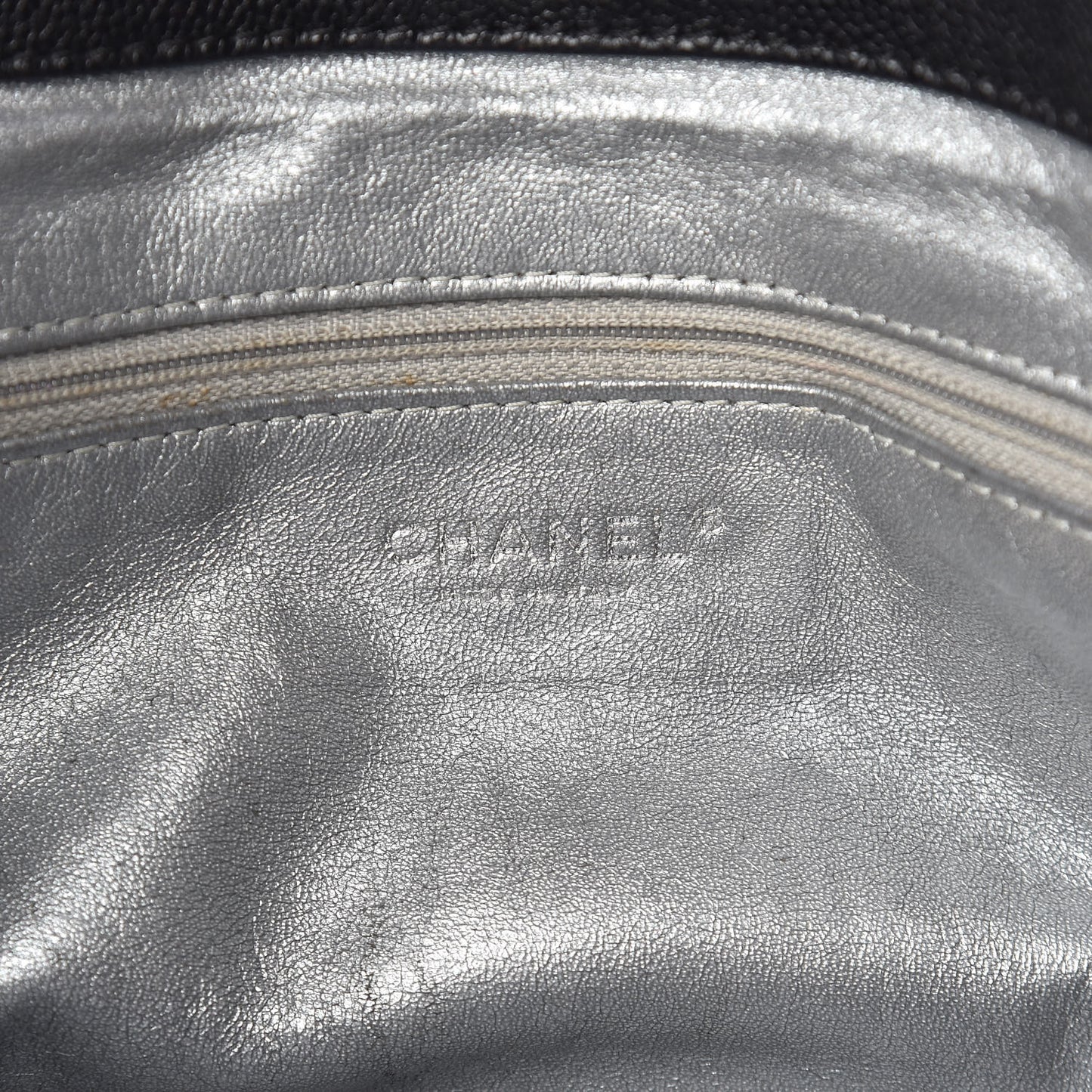 Glazed Caviar East West Modern Chain Tote Black
