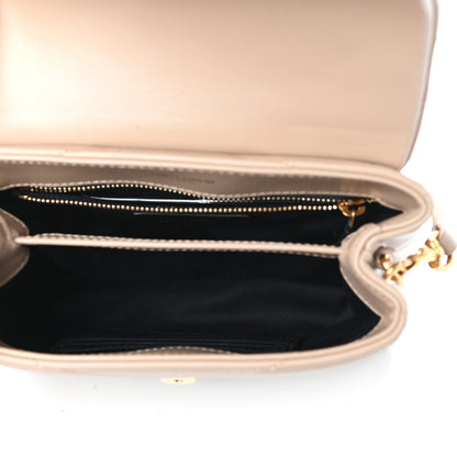 Saint Laurent Calfskin Y Quilted Monogram Toy Loulou Crossbody Bag Dark Beige 5 of 9