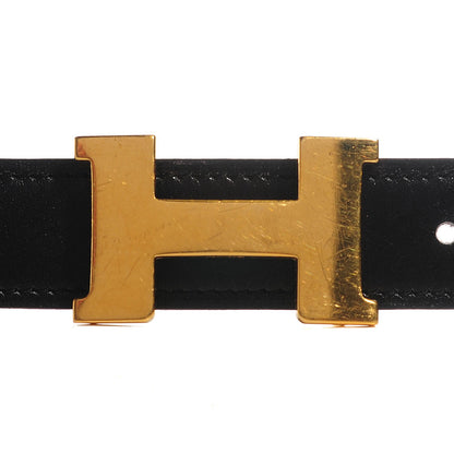 Hermes Box Togo Reversible Polished 18mm H Belt Noir Orange 9 of 14