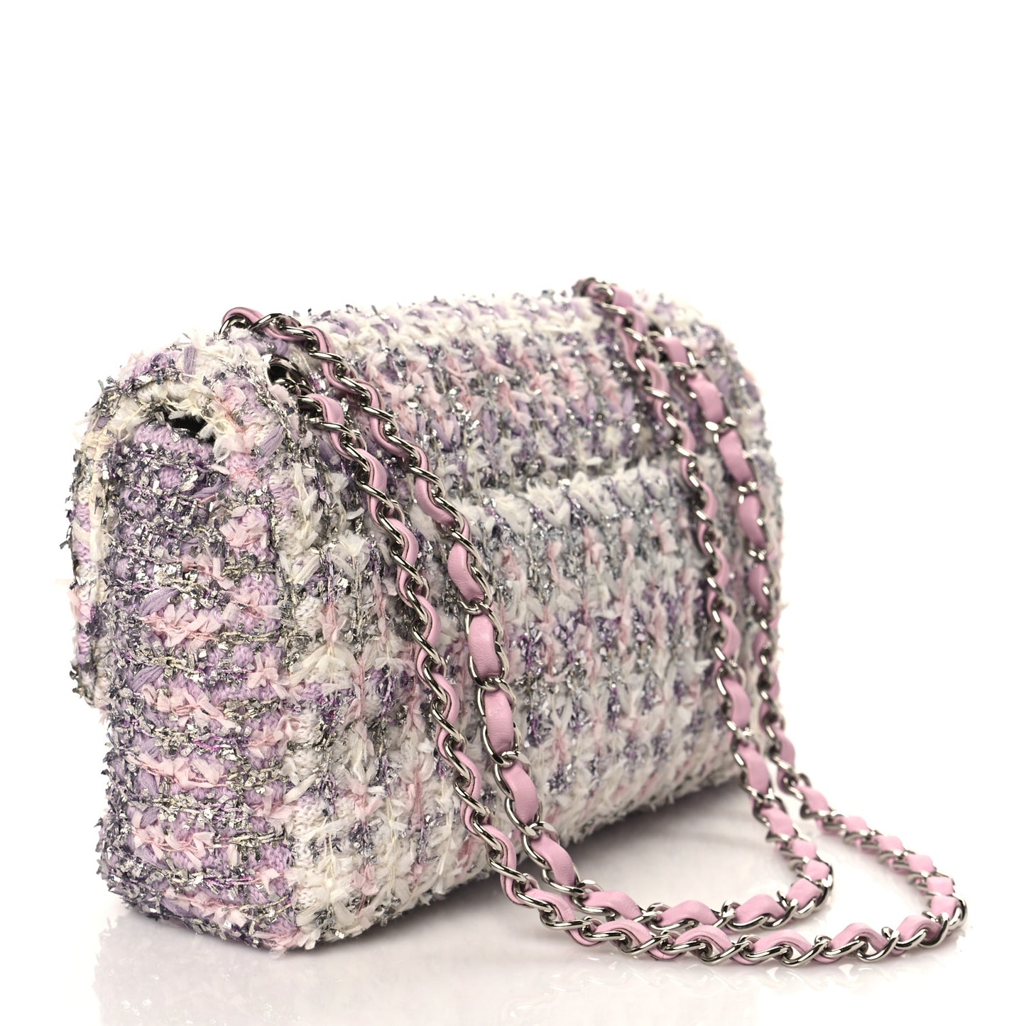 Tweed Medium Single Flap Pink