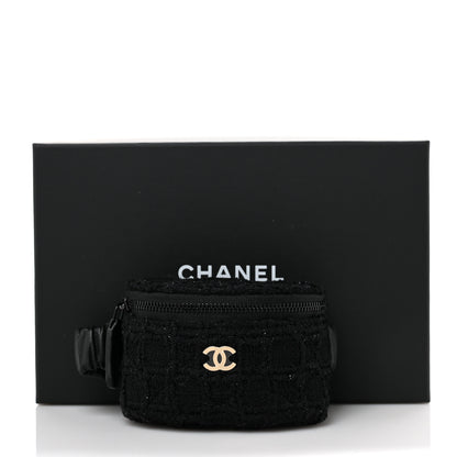 Chanel Tweed Lambskin Quilted Arm Coin Purse Black 9 of 9