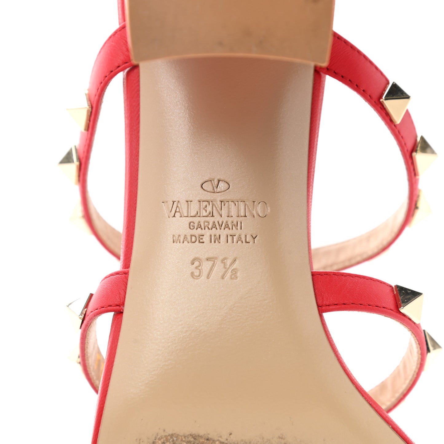 Calfskin Rockstud 60mm Caged Slide Sandals 37.5 Rosso Valentino