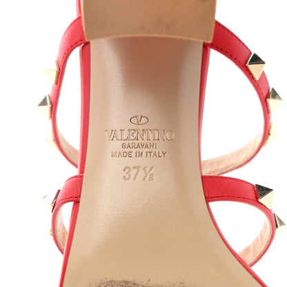 Valentino Garavani Calfskin Rockstud 60mm Caged Slide Sandals 37.5 Rosso Valentino 6 of 9