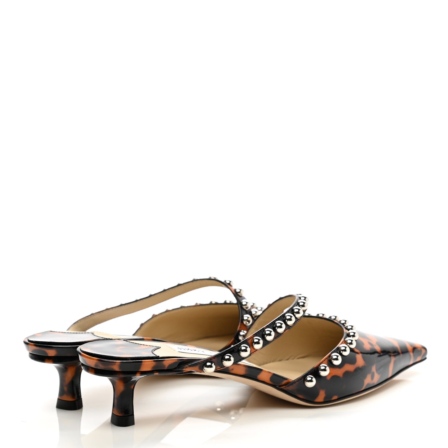 Patent Leopard Print Embellished Ros 35 Pumps 39 Cognac
